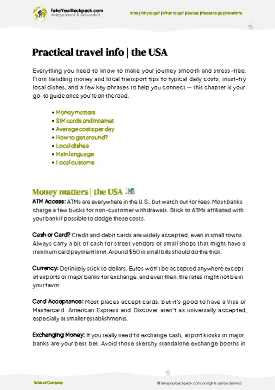 example page 7 from our offline Travel Guide for United States